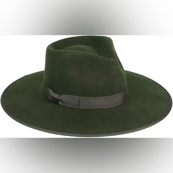 Lack Of Color Forest Green Wool Rancher Fedora Grosgrain Bow Accent Hat EUC Sz S - Picture 1 of 10